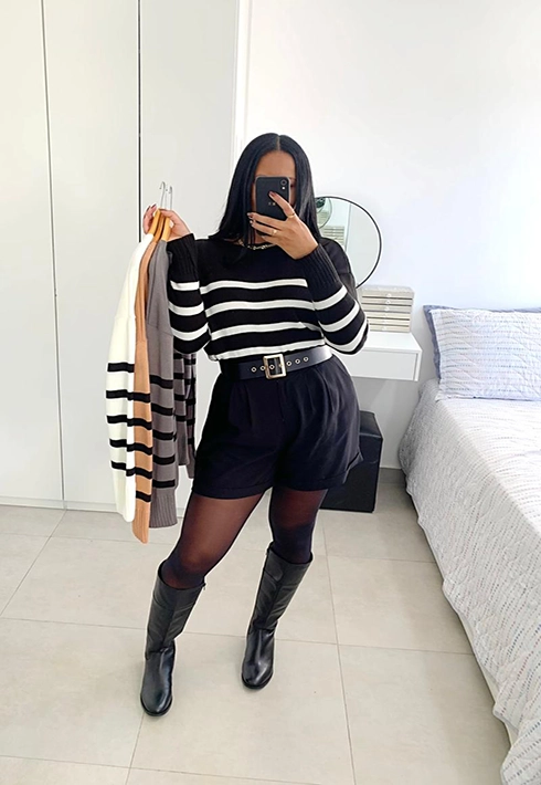 Blusa Tricot Over Listras Off White