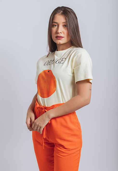 T-shirt Orange Amarela Feminino