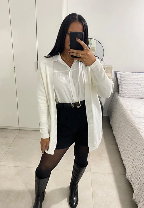 Cardigan Tricot Alongado Liso Laise Off 