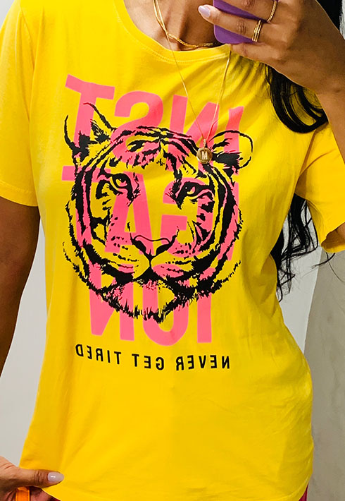 T-shirt Never Tigre Amarela