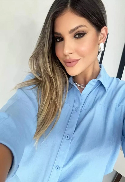 Camisa Básica Over Ianca Azul