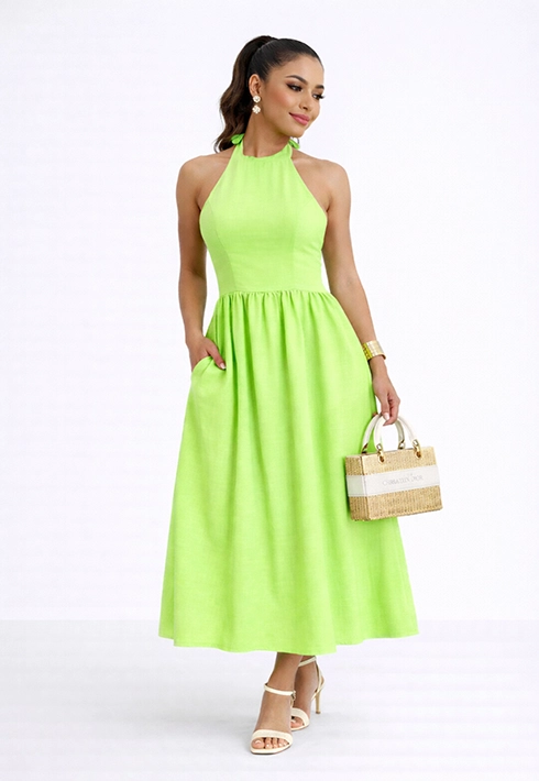 Vestido Frente Única Leona Verde Lima Feminino