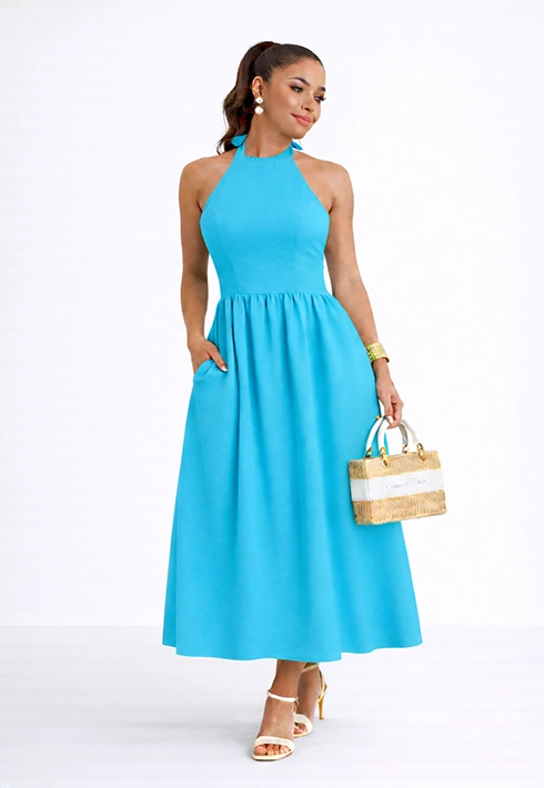 Vestido Frente Única Leona Azul  Feminino