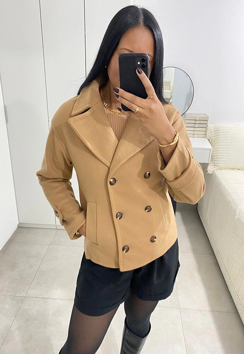 Casaco Lã Batida Caramelo Feminino
