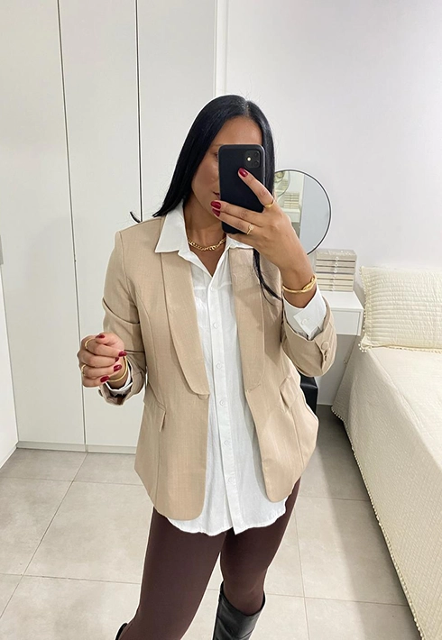 Blazer Over Paola Bege Feminino