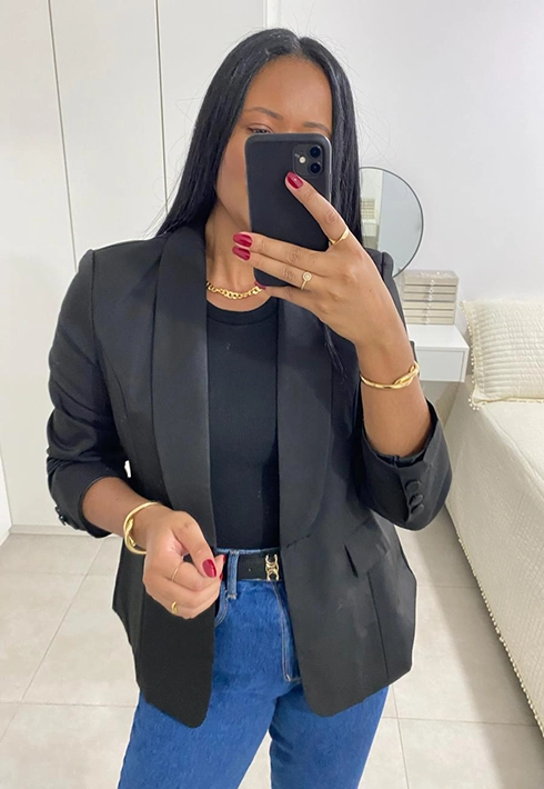 Blazer Over Paola Preto Feminino