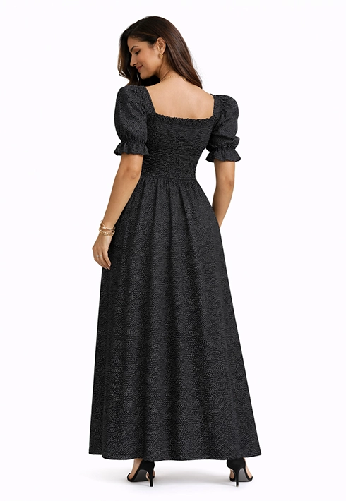 Vestido Lastex Mari Poá Preto