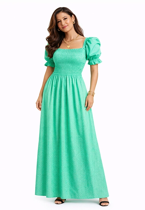 Vestido Lastex Mari Poá Verde Feminino