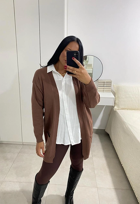 Cardigan Tricot Jade Marrom