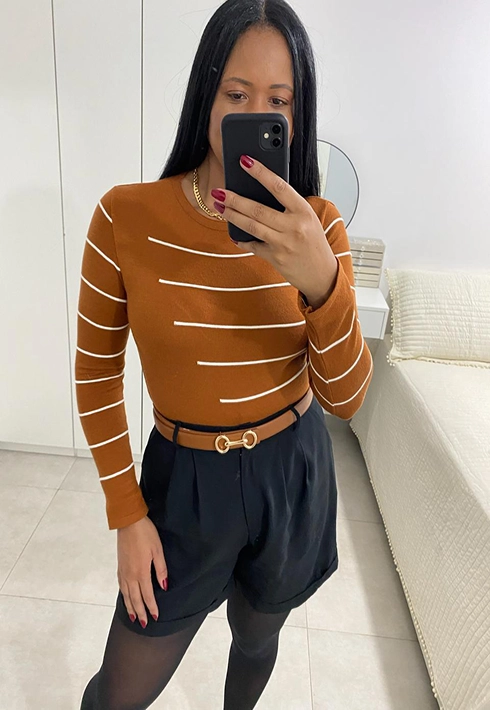 Blusa Tricot Modal Listras Terra