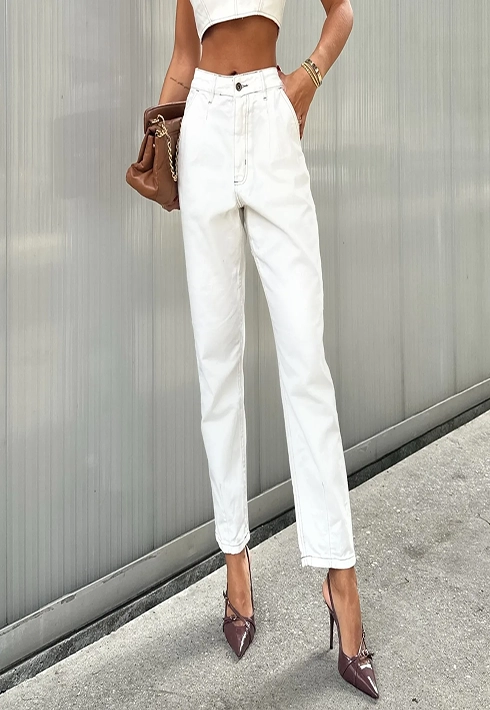Calça Mom Jeans Off Susan White