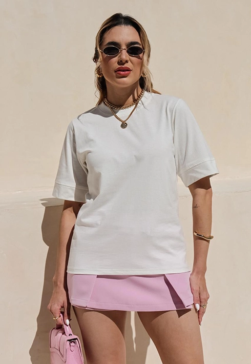 T-shirt Básica Off White Feminino